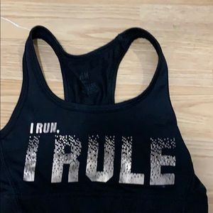 “i run i rule” sports bra with no pads